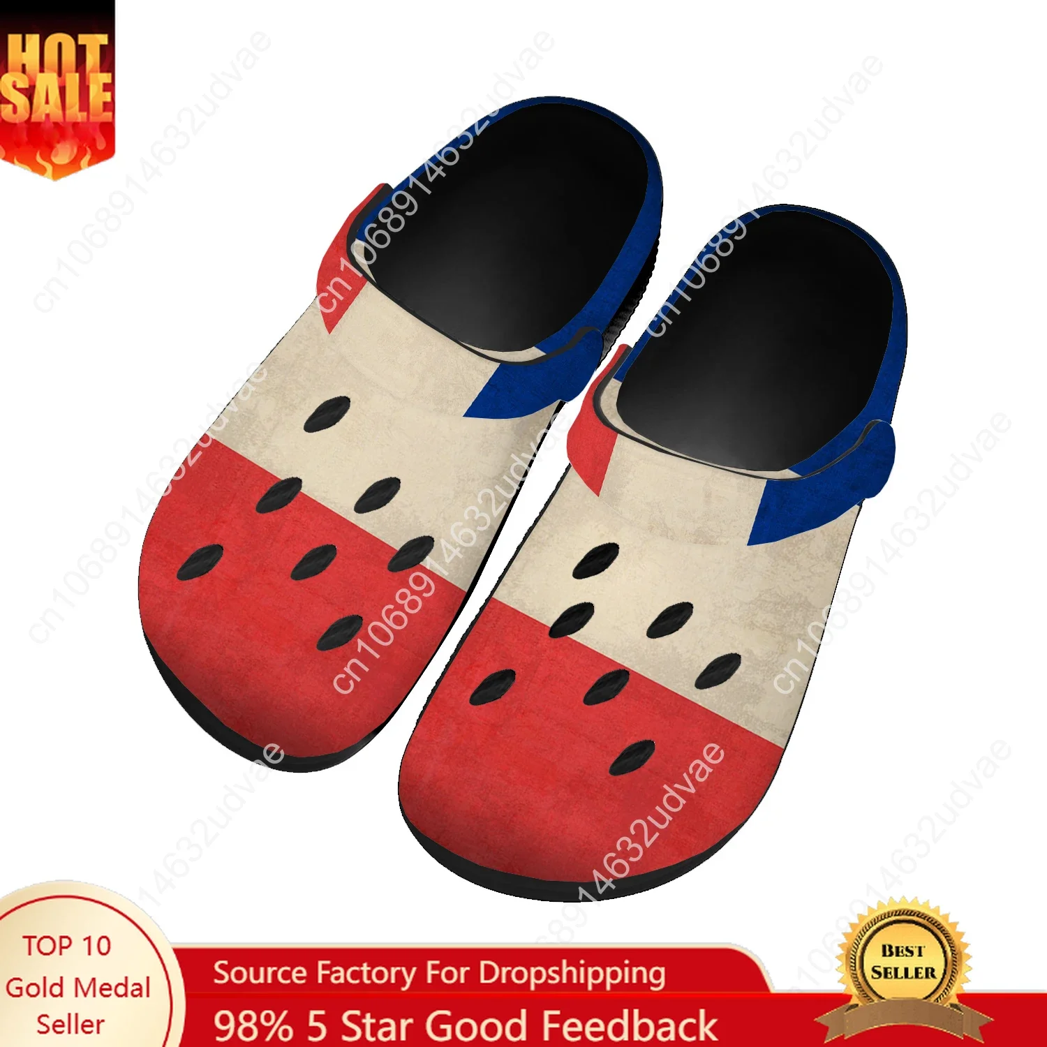 

France National Flag Water Shoes Men Women Non-slip Home Garden Clogs Customizd Sandals Beach Breathable Hole Slippers
