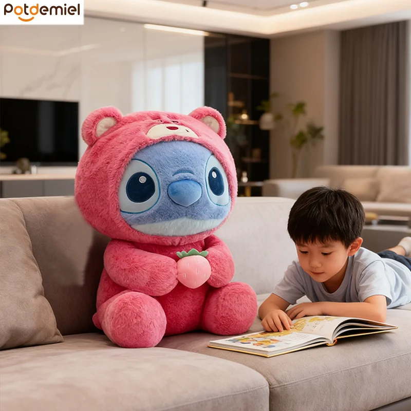 

30 см Disney Stitch плюшевые игрушки трансформируют клубничный медведь стиль мультфильм удобная мягкая подушка аниме плюшевые куклы детские подарки на день рождения