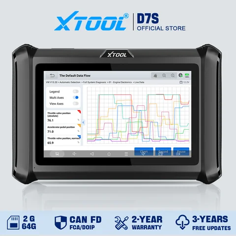 XTOOL D7S All Systems Car Diagnostic Tools Bidirectional Scanner ECU Coding 39+ Resets Automotive Scanner Built-in CANFD DOIP