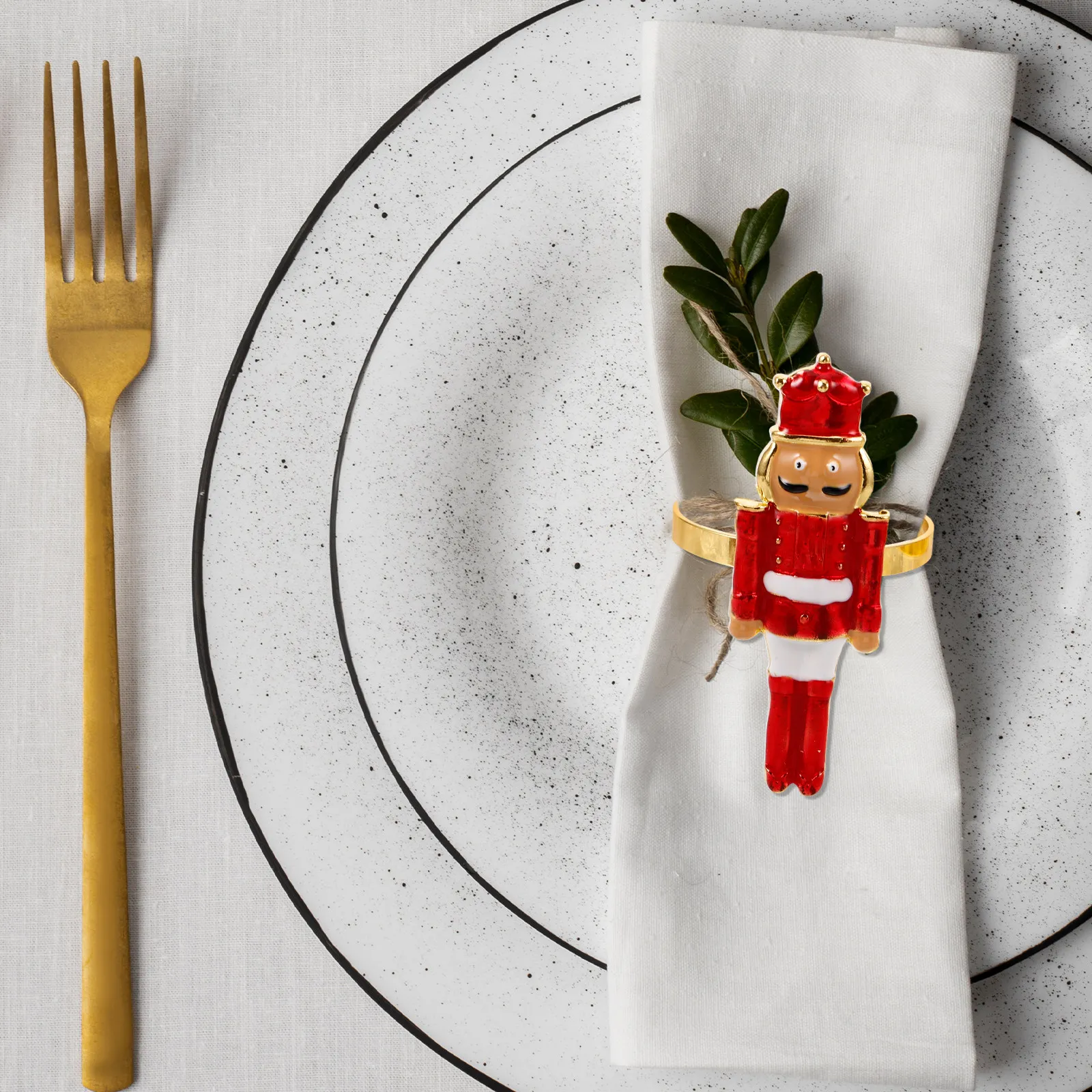 2Pcs Red Nutcracker Christmas Napkin Rings Metal Holiday Table Setting Napkin Holders Dinner Party Decor Magnetic Bag Closure