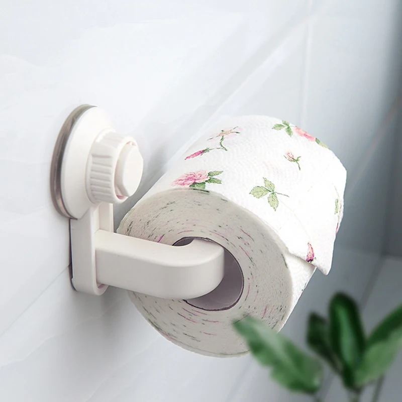 Wall-mounted toilet paper holder with suction cup bathroom kitchen vacuum adsorption nail-free wall waterproof moisture-proof