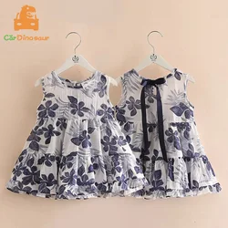2026 Summer New 2 3 4 5 6 7 8 10 Years Children Clothing Kids Flower Print Vest Sundress Sleeveless Tank Dress For Baby Girls