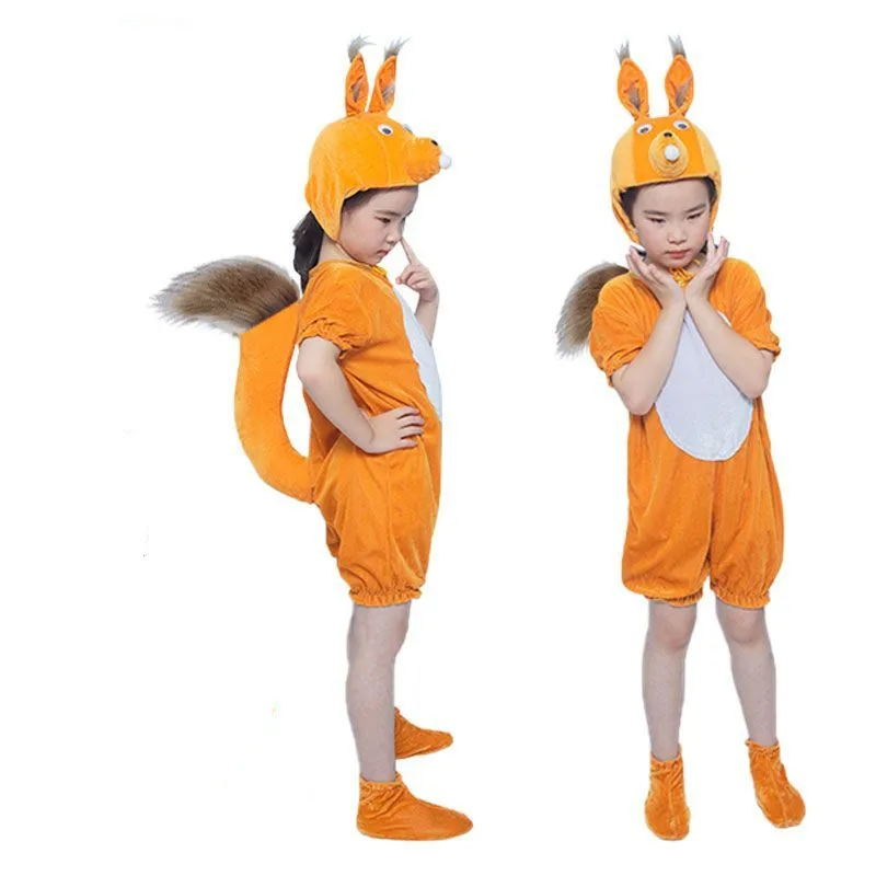 Manga curta esquilo traje bonito para crianças personagem animal traje halloween cosplay escola desempenho vestuário