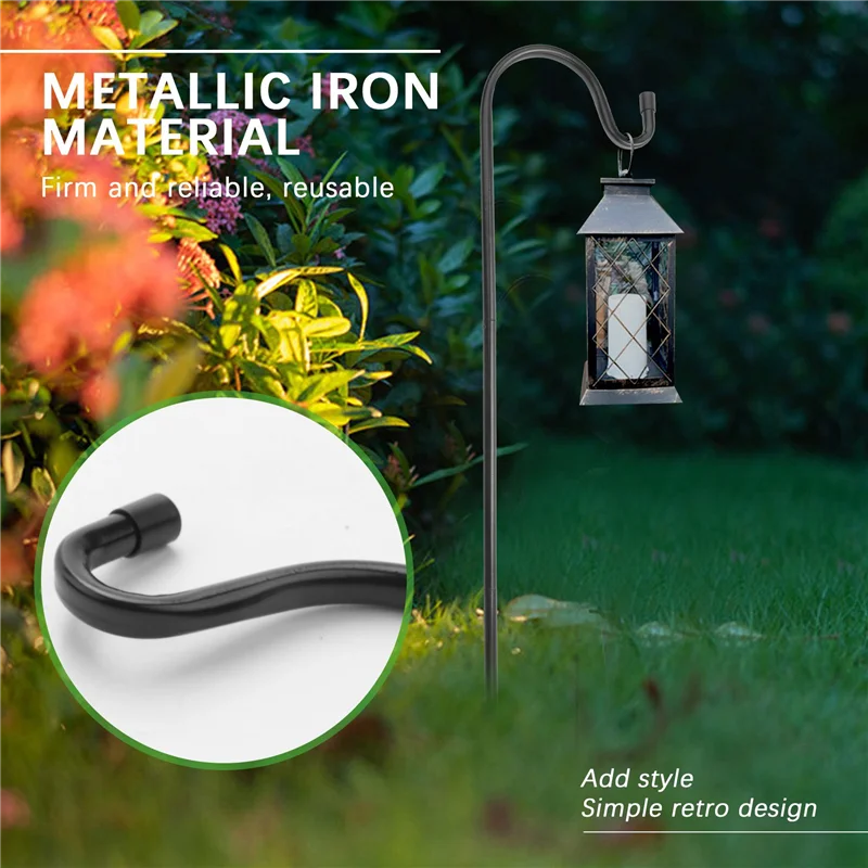 Bvbv ganchos pastor resistentes à ferrugem estaca de jardim ao ar livre suporte de planta de metal cabide alimentador de pássaros pólo 80,5x10x1cm