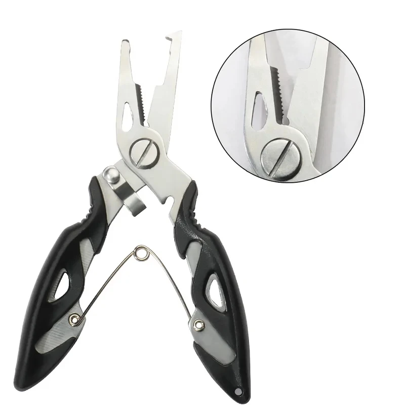 1/2pcs Multifunction Fishing Pliers Scissors Hook Remover Split Ring Opener Cut line Tie Tools Elasticity Rope Tackle Tongs