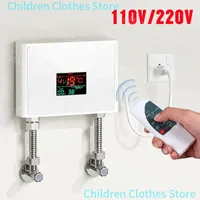 110V/220V Instant Water Heater Bathroom Kitchen Wall Mounted Electric Water Heater Tankless Water Heater with Remote Control