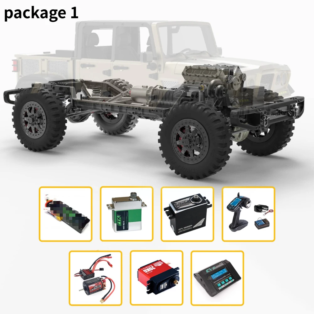 TWOLF 1/10 TW-715 4WD Frame Full Metal Simulation V8 Engine KIT Frame CNC Four-Wheel Drive Climbing Off-Road Vehicle Model Toy
