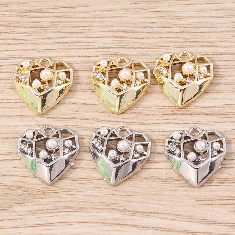 5pcs 16x16mm Cute Alloy Love Heart Charms Pendants for Jewelry Making Necklaces Earrings Bracelets DIY Crafts Accessories