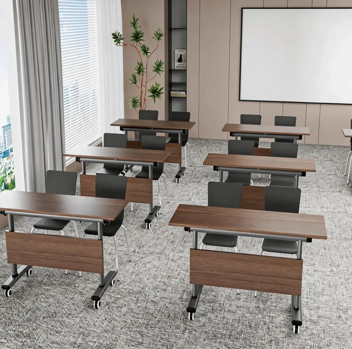 Heavy-Duty Folding Training Table with Locking Casters | Mobile Desk for Conference Room, School Classroom &Training Center | Co