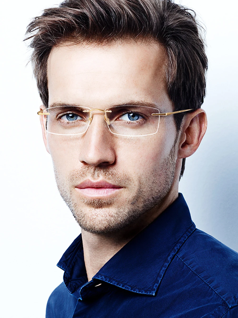 Vintage Men Square Rimless Prescription Glasses 9069 Business Titanium Ultralight Optical Lens Eyeglasses Frame Myopia Spectacle