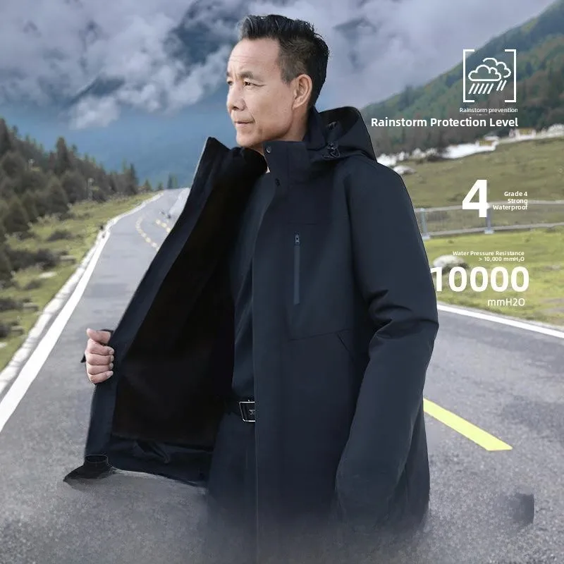 

Thiened Fur Jaet for Middle-Aged Men Dad Sle Winter Windproof Waterproof Coat Detachable Warm Cotton Clothes