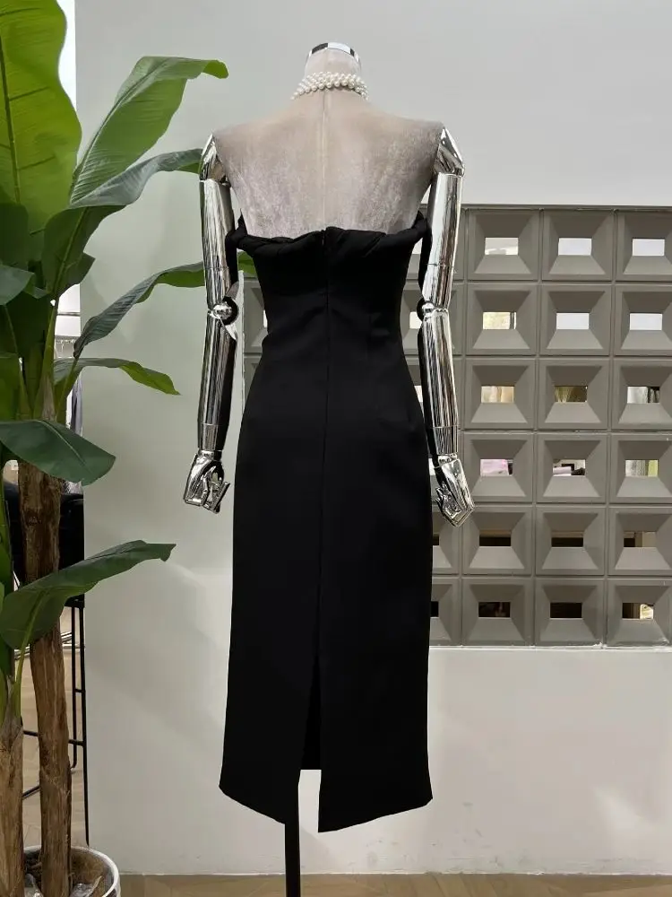 2025 estilo quente feminino chique corte design sem alças bodycon lápis festa casual vestido de verão elegante vestidos de festival