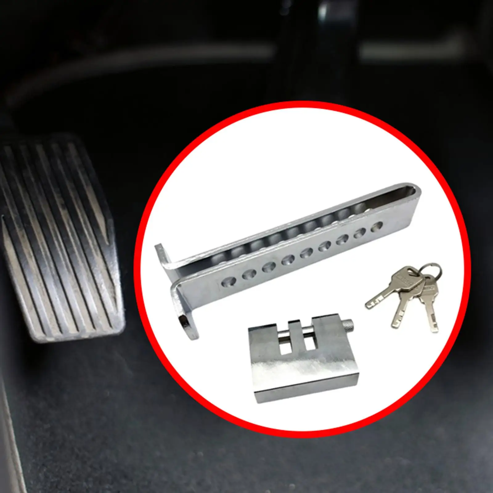 Generic Brake Pedal Lock Anti ,Car Clutch Lock with Keys,Security Protection 9 Holes Safe Tool for Vehicle,Automotive