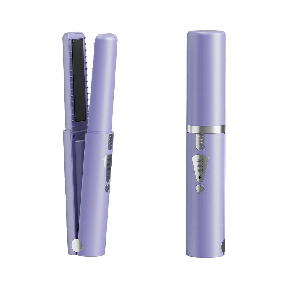 2 in 1 Cordless Hair Straightener with Dual Functionality Fast Heat Up 30s 3 for temp Levels 15W Rated Power ABS PBT