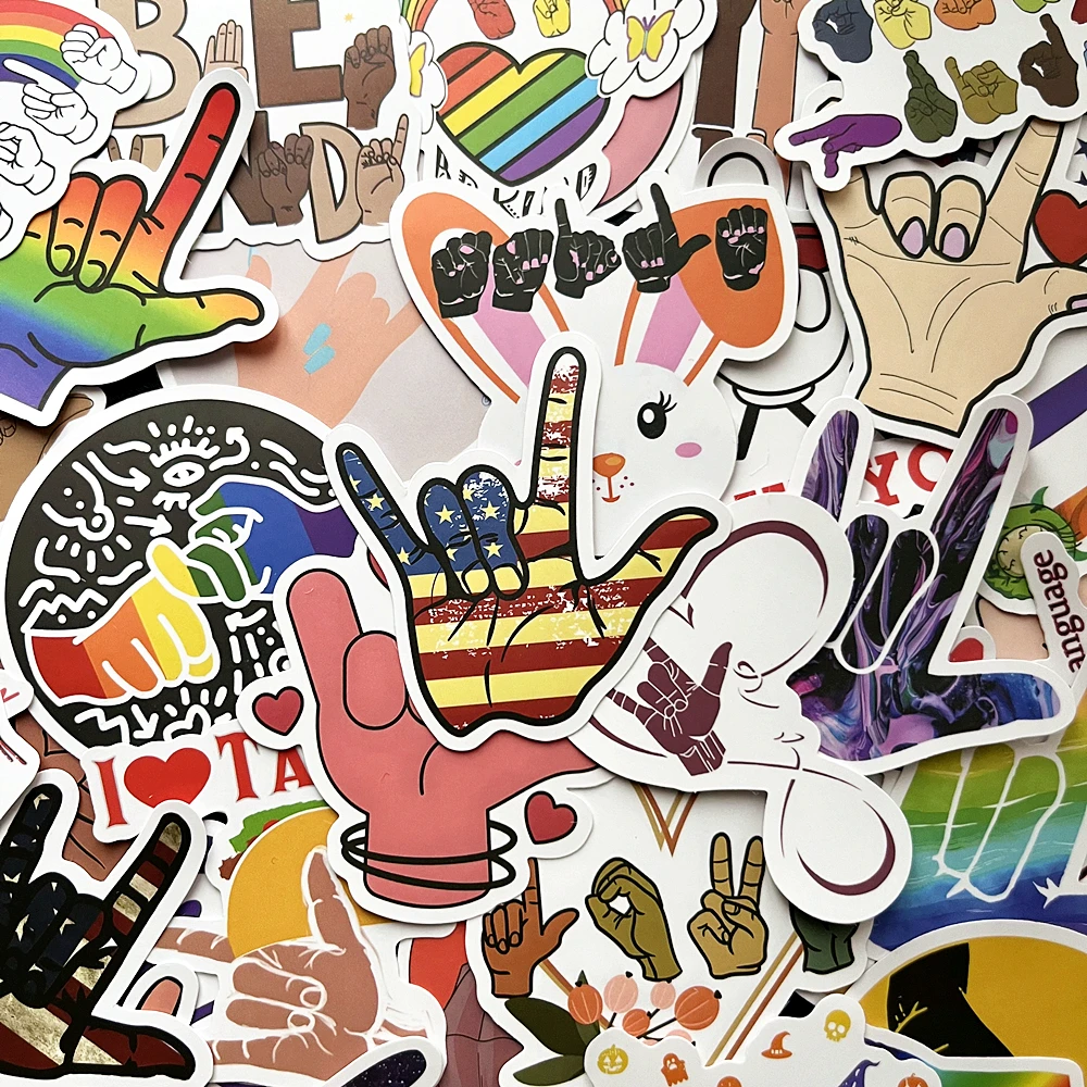 

10/50Pcs Rock Hand Be Kind Sign Metal Horns Graffiti Stickers Decals Skateboard Scrapbook Luggage Phone Laptop Guitar Toy