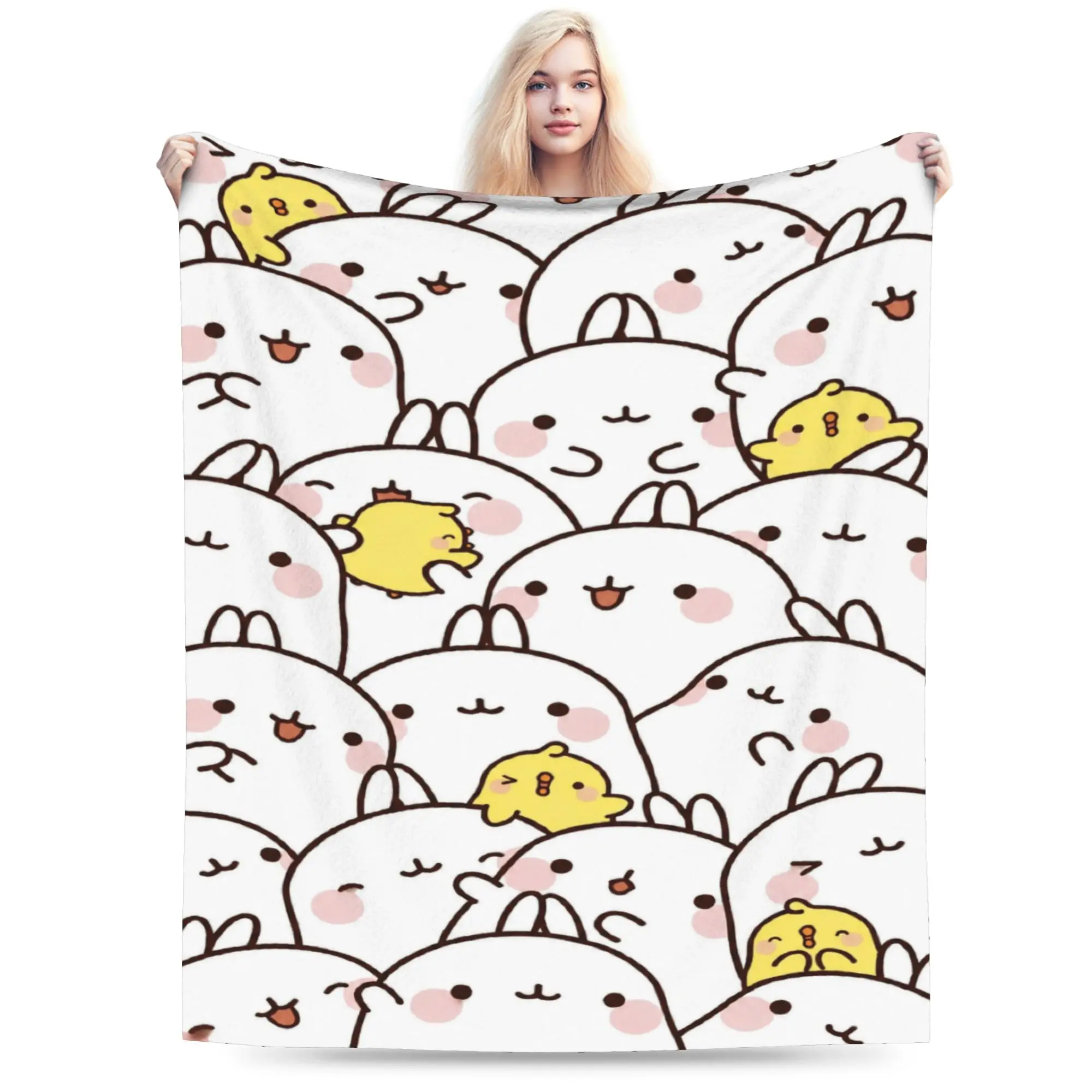Molang cartoon Accessories Blanket Ultra-Soft Fleece  Throw Blankets Comfortable Bedspreads