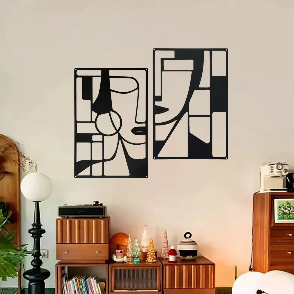 Abstract Metal Wall Art - Easy to Install Hanging Geometric, Lines, Shapes, Artistic, Bedroom, Blacksmith, Handcrafted Decor