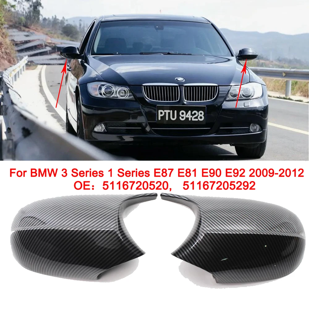 

For BMW 3 Series 1 Series E87 E90 E92 2009 2010 2011 2012 Carbon Fiber Rearview Mirror Cover Cap