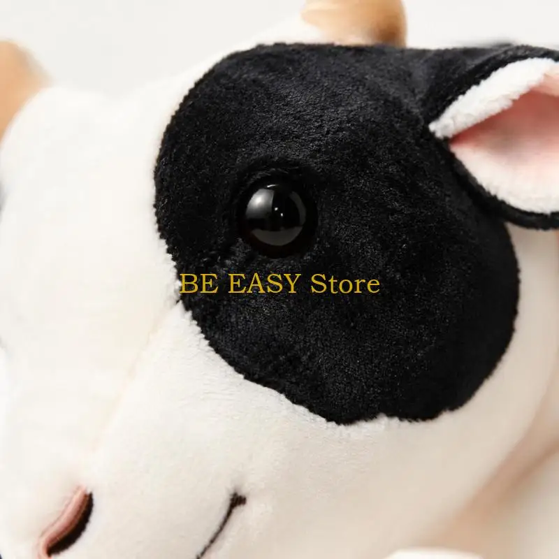 E28F Cow Character Pillow with a Plump Filled Form and Embroidered Face for Home Lounging, Hugging, and Bedroom Styling