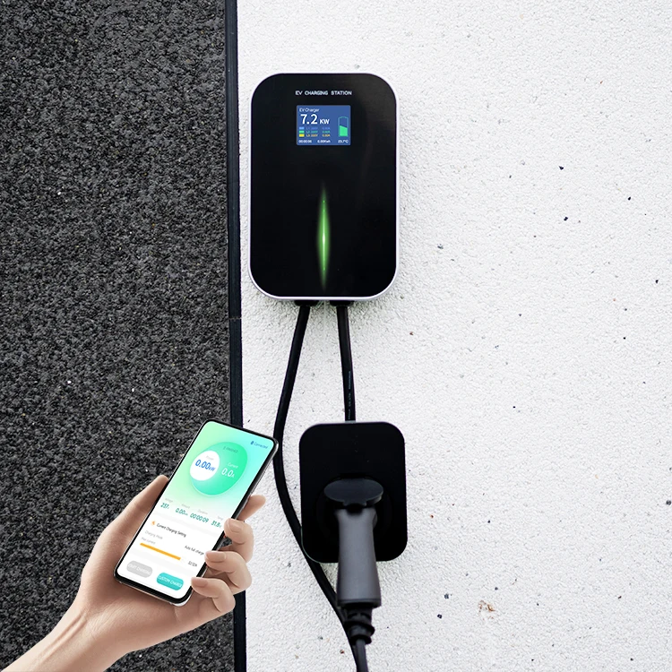 7KW WiFi & Blue Tooth Car Charger 32A Wall-mounted Charging Station with APP Control Outdoor Home Use