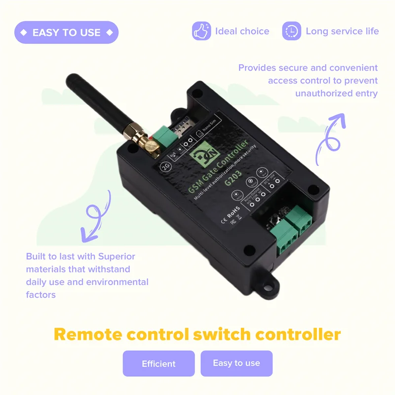 A37T-GSM Remote Control Relay Switch G203 2G Mobile Phone Operated Door & Gate Controller Gsm Gate Controller G203