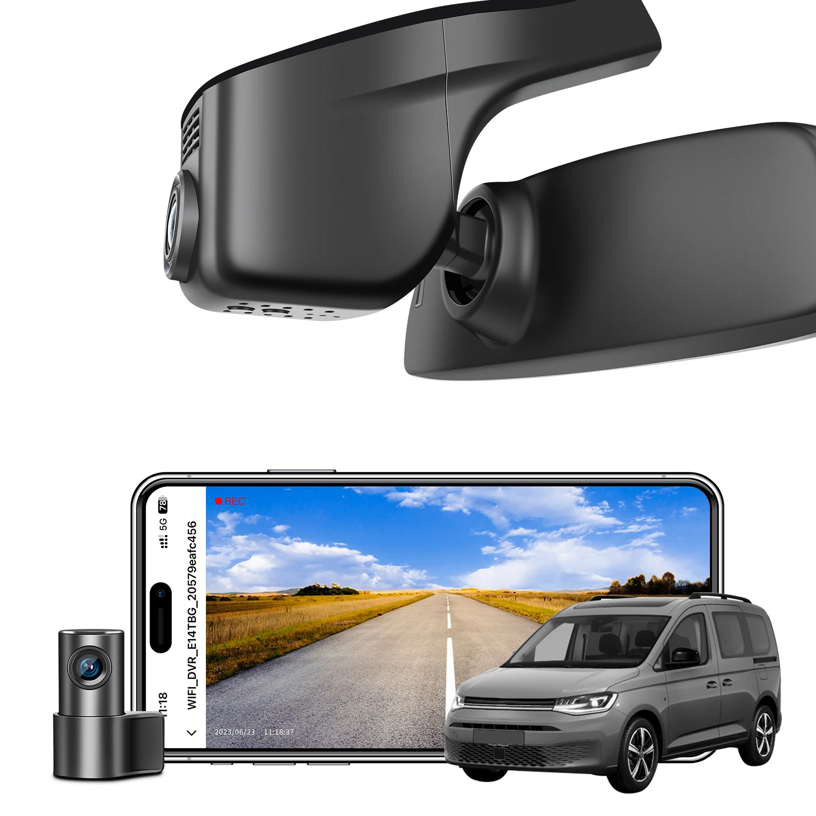 4K Dashcam voor VW Polo 2018-2024 Caddy 2016-2026 Touran 2016-2024 Auto Recorder (Model A) GPS WiFi APP Nachtzicht Dashcam