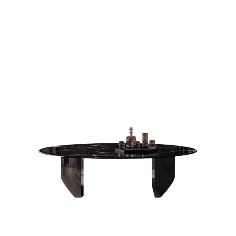 

New household marble coffee table light luxury high-end oval suspended coffee table