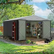 10 x 10 FT Outdoor Storage Shed, Metal Garden Sheds & Outdoor Storage Clearance, Large Tool Shed Outdoor with Single Lockable D - AliExpress 