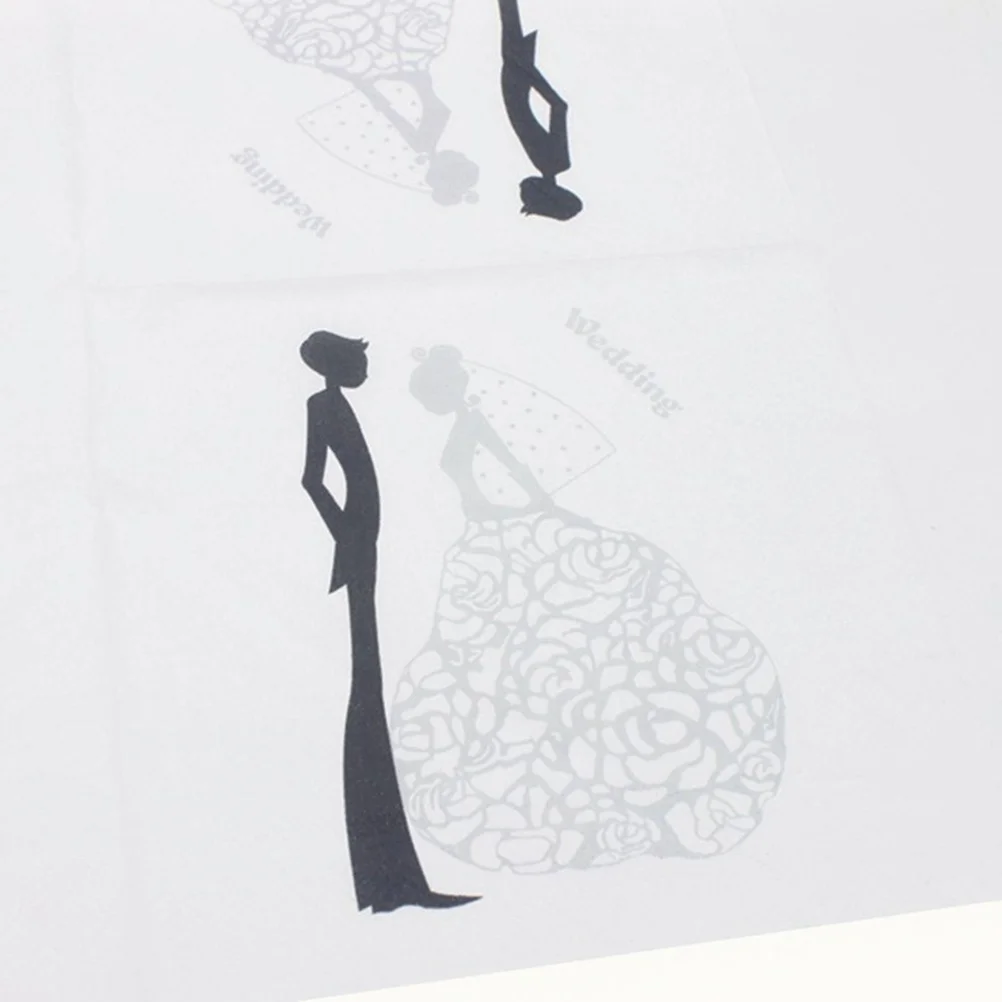 40 قطعة من المناديل الورقية الصديقة للبيئة المطبوعة نمط العروس والعريس زينة حفلات الزفاف مناديل الحفلات الجميلة