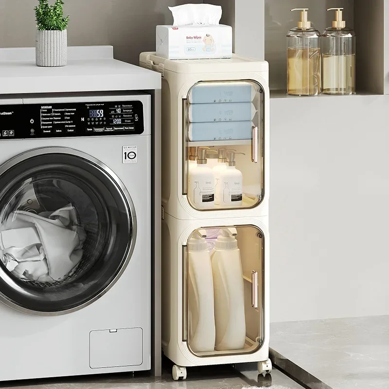 

Household Goods Household Bathroom Narrow Seam Multifunctional Foldable With Wheels, Dust-proof And Crevice Storage Cabinet