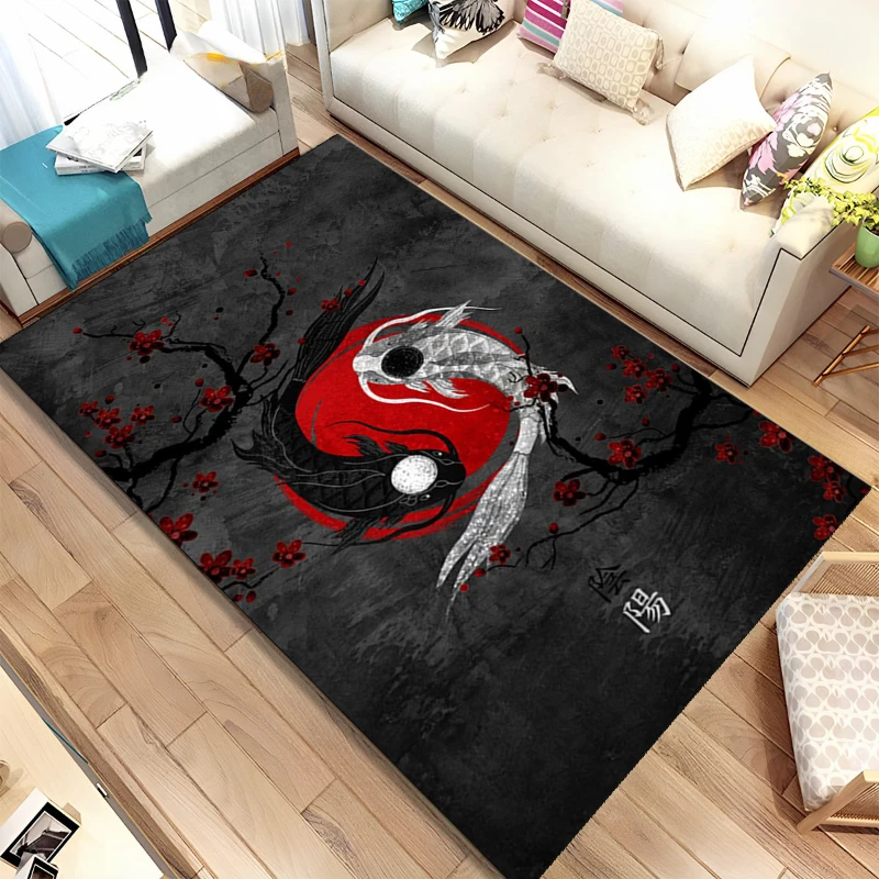 Chinese Tai Chi Bagua Yin Yang  Area Rug,Carpet Rug for Home Living Room Children Bedroom Sofa Doormat Decor,Non-slip Floor Mat