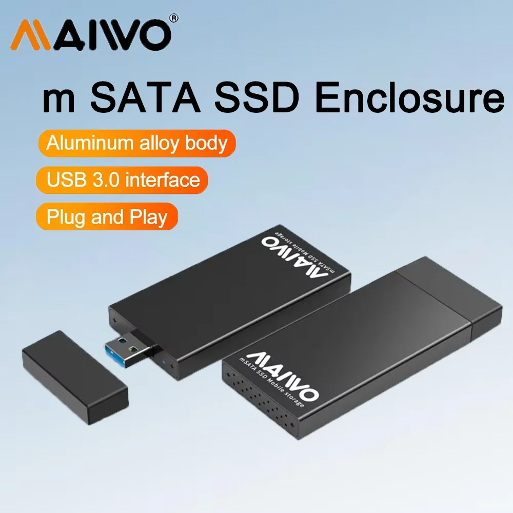 

MAIWO mSATA to USB 3.0 Adapter Case for 30x50mm Mini SATA SSD 5Gbps 2TB Capacity External Drive Enclosure No Cable Required