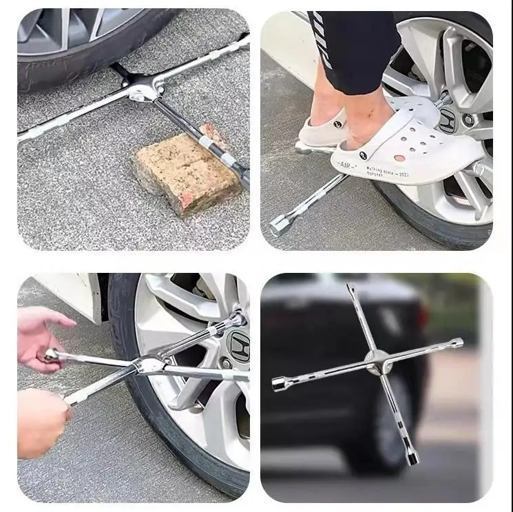 14 Inch Cross Tire Wrench 45# Carbon Steel High Hardness Socket Tool for Auto Repair Professional Mechanic