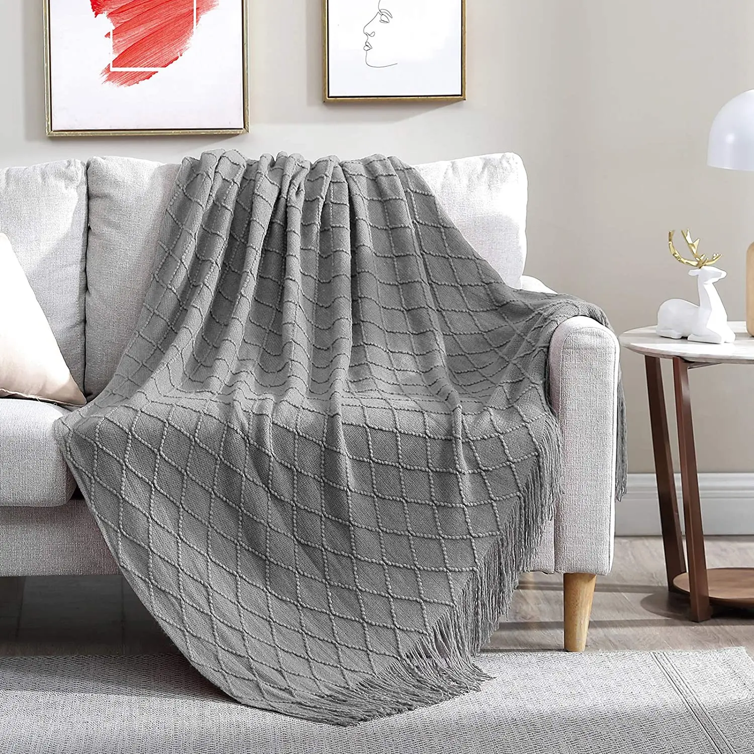 Nordic Solid color throw Blanket Plaid Soft knitted Blanket For Bed Sofa Cover Blanket Bedspread for Sofa decorative With Tassel