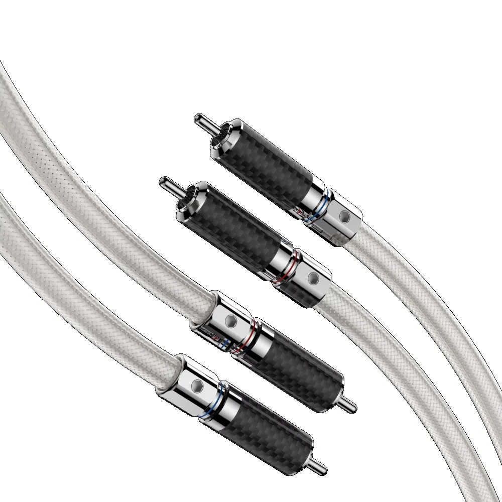 

IC102AG 99.998% Pure Silver RCA Cable Carbon Fiber RCA To RCA Cable HiFi Audio Interconnect cable Solid PSS Pure Silver Core