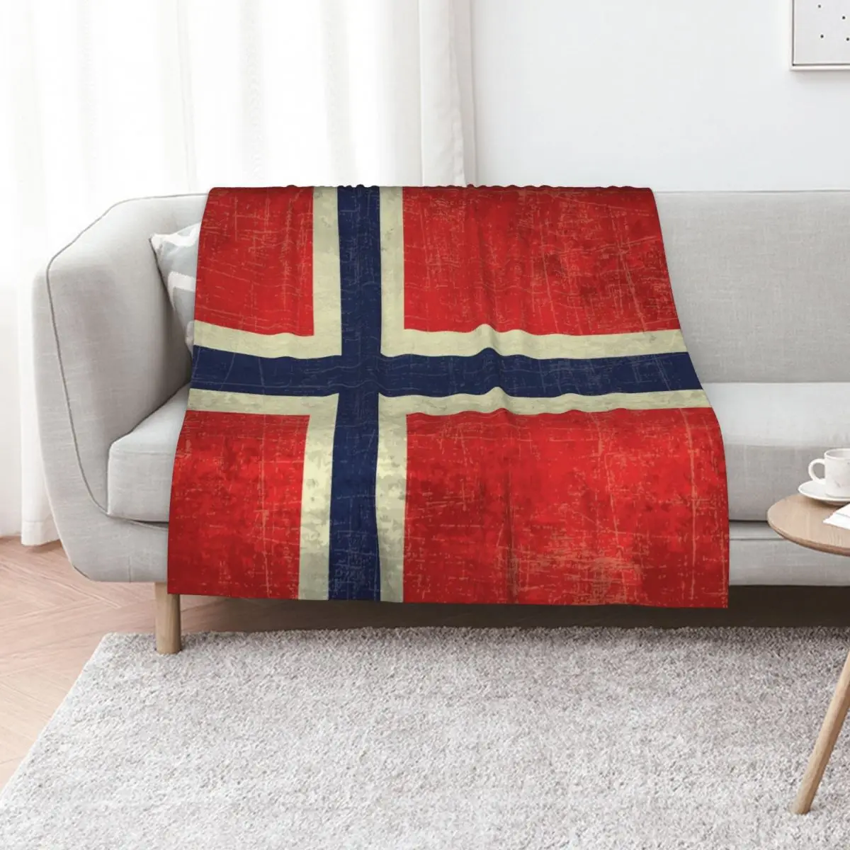 Vintage aged Norway flag Throw Blanket blankets and throws christmas gifts Furrys Warm Soft Beds Winter beds Blankets