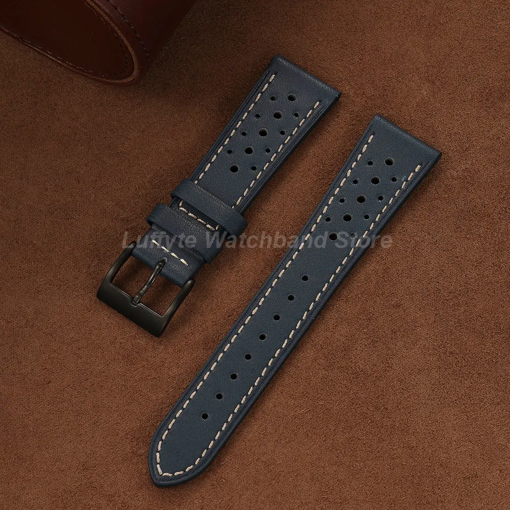 Herren-Uhrenarmband aus Ölwachs-Leder, 18/20/22 mm, atmungsaktiv, bequem, lässiges Ersatzarmband, Uhrenzubehör