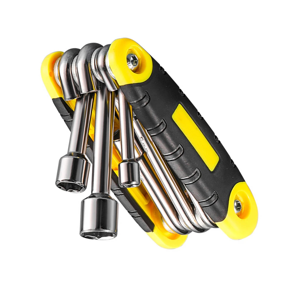 1* Metal 6 In 1 Folding Socket Wrench Set Multi Functional Hex Spanner Repair Tool 5-12mm Hand Tools