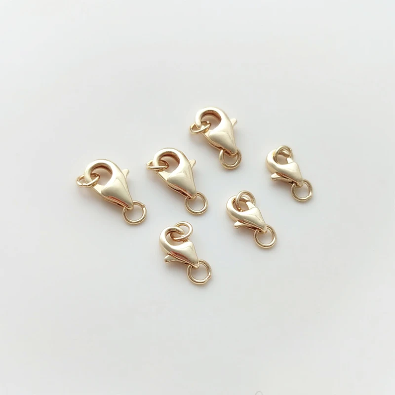 

Korean 14K Gold Plated Brass Lobster Clasp with 2 Closed Rings Bracelet Necklace end Clasp for DIY Jewelry Making Supply