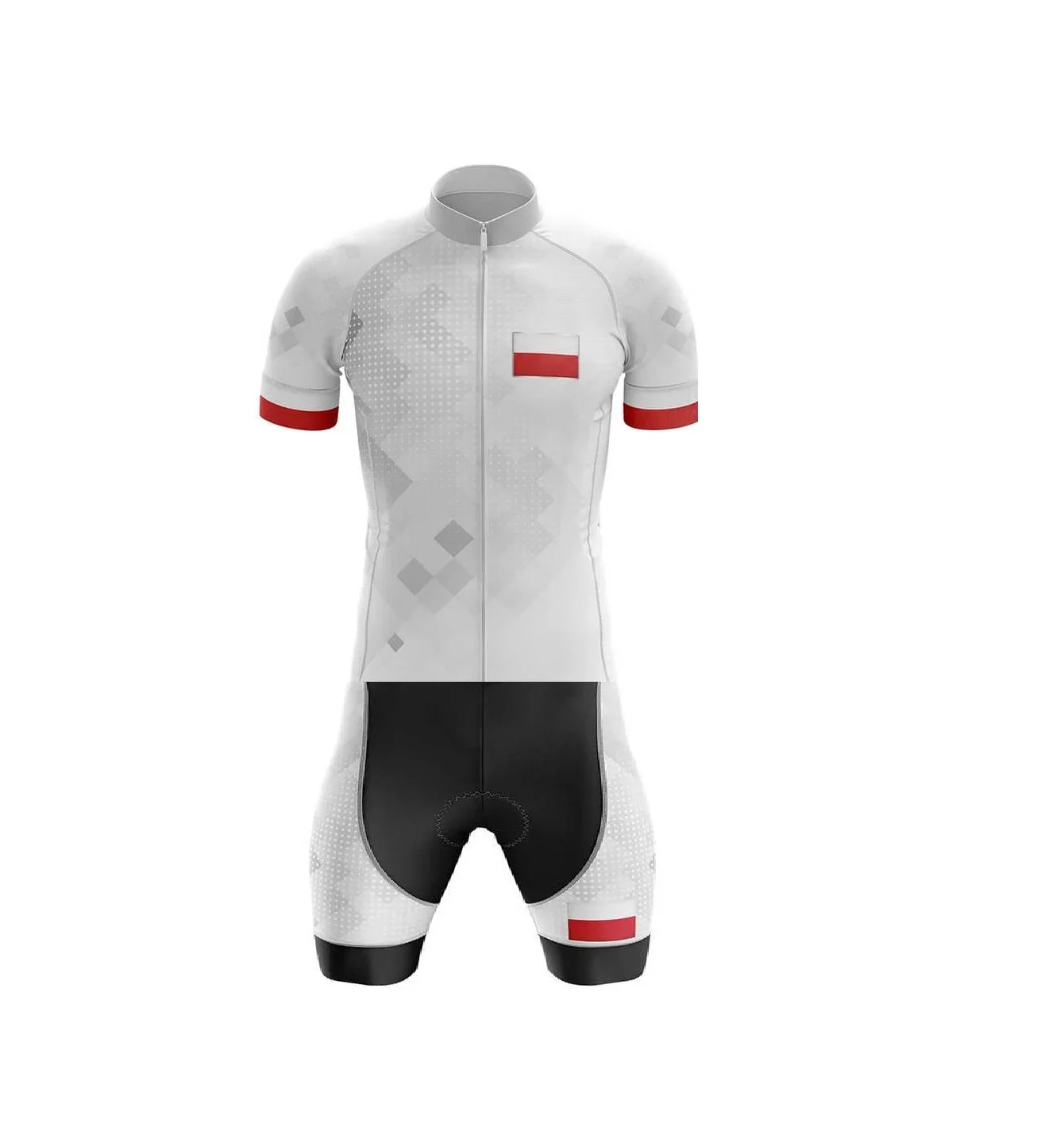 LASER CUT MEN'S CYCLING WEAR CYCLING JERSEY BODY SUIT SKINSUIT WITH POWER BAND POLAND NATIONAL TEAM SIZE: XS-4XL