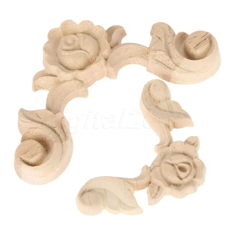 6*6/10*10CM Wood Carved Corner Onlay Applique Unpainted Frame Door Decal Working carpenter Decoration 1Pcs