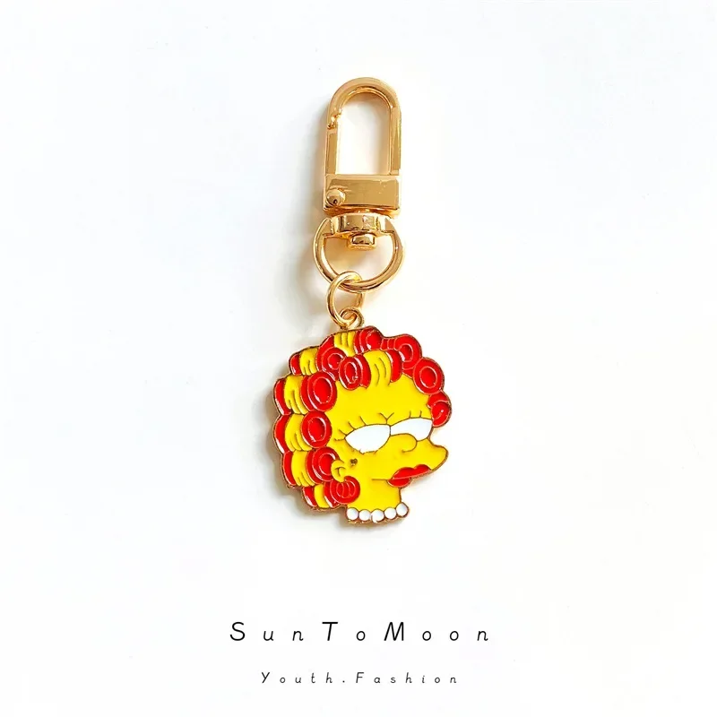 Cute Simpsons Alloy Keychain Personality Cartoon Creative Series Decor Bag Small Pendant Handmade Fashion Accessories Gifts