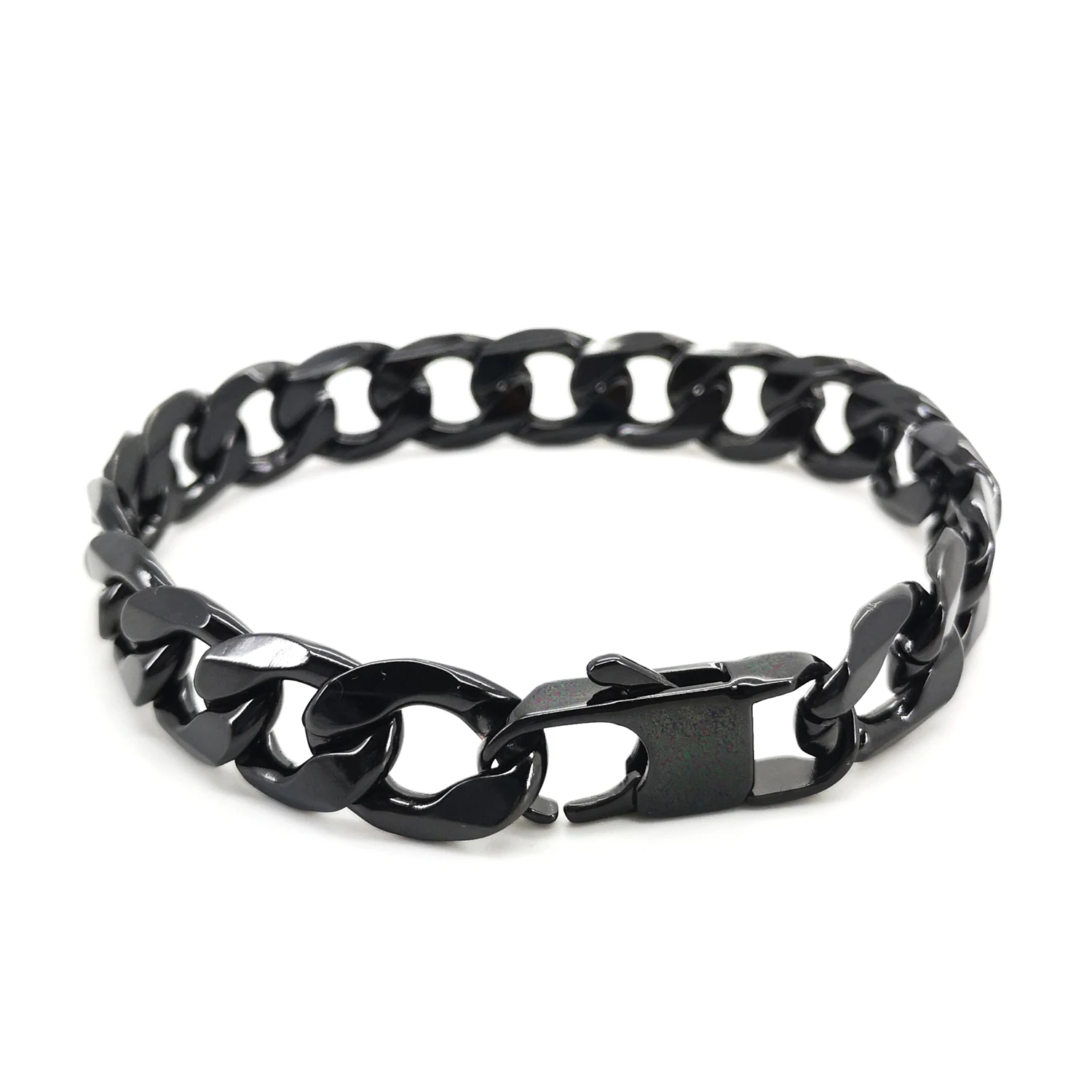 100% Solid Stainless Steel Bracelet Masculine Gun Black Jewelry 6/8/12mm Curb Cuban Wrist Chain for Men Women 20cm Dropshipping