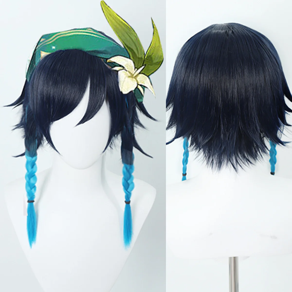 

Anime Wig Original God Wendi Blue and Black Gradient Venti Anime Cosplay Wig