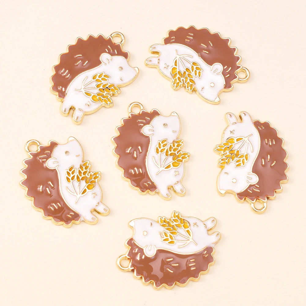 10 قطعة المينا سقوط القمح الذرة التفاح القنفذ السحر ل القلائد أقراط DIY بها بنفسك صنع المجوهرات اكسسوارات المعلقات الحيوان لطيف #6