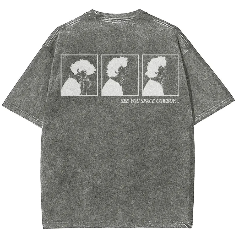 Anime Cowboy Bebop Spike Spiegel Graphic T Shirt Men Short Sleeve Clothing Oversized Tshirt Washed Cotton Tee Harajuku T-shirt