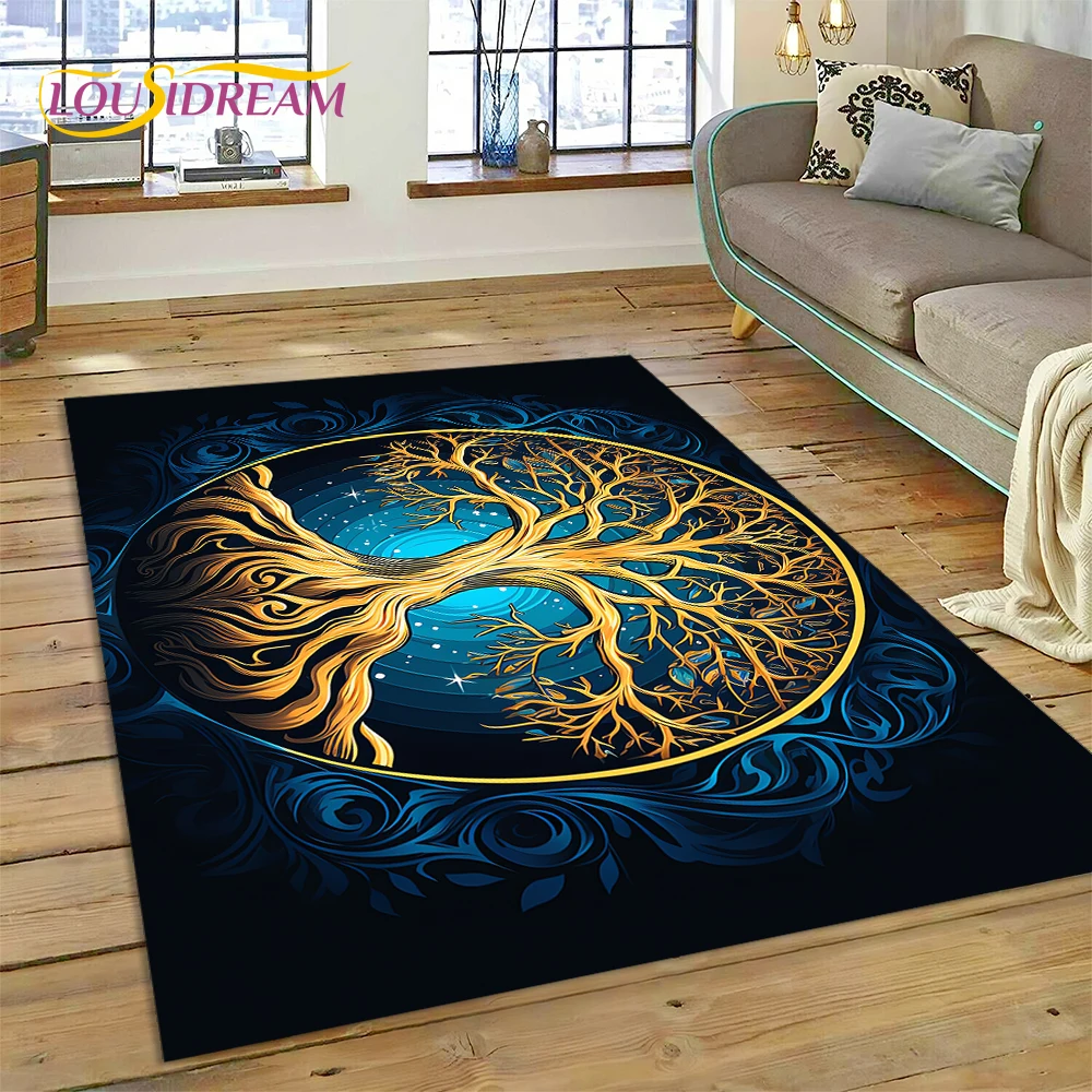 

3D Tree of Life Nature Viking Yggdrasil Norse Rug Carpet for Living Room Bedroom Decor,Non-slip Decoration for Sofa Doormat Gift