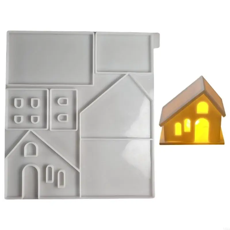 N5KA Creative Silicone Mold Set for Sturdy Resin Gypsum House Portable for Art Lovers