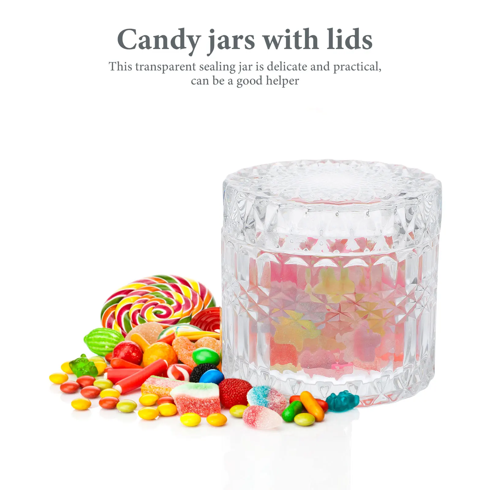 

Exquisite Glass Storage Jar Lid Practical Kitchen Adornment Candy Container Tea Coffee Holder Glass Candy Jars