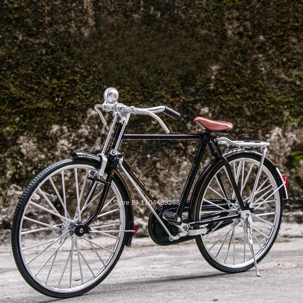 1:6 rétro vieux temps vélo moulé sous pression alliage modèle jouet voiture directionnable avant fin Simulation vélos modèles Collection garçons cadeaux jouets